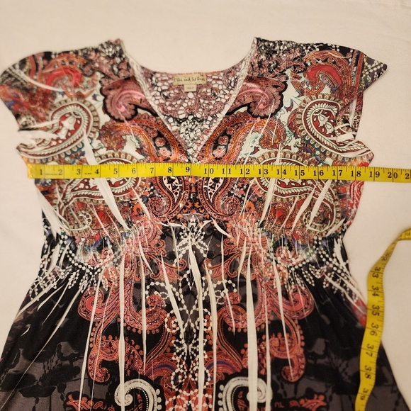 Live and Let Live Boho V-neck Crochet Lace Back Size M - Picture 11 of 12